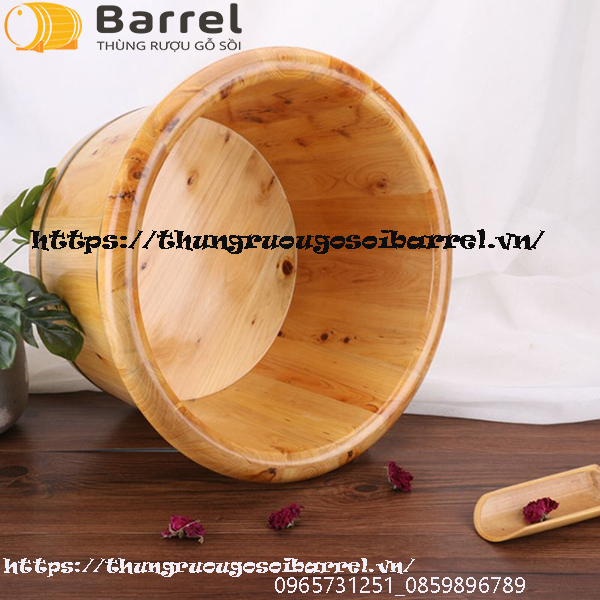 chậu gỗ thông không hạt kèm lăn