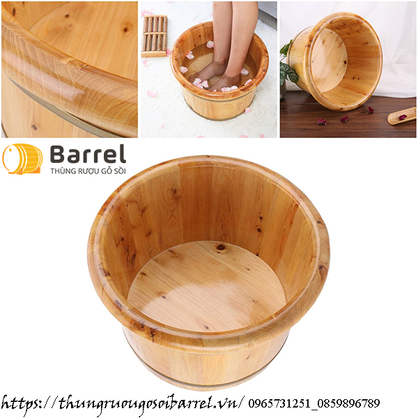 chậu gỗ thông không hạt kèm lăn