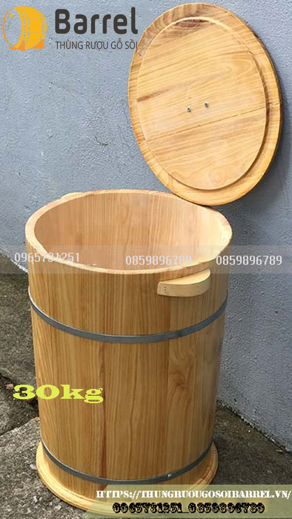 Thùng Đựng Gạo Bằng Gỗ 30kg