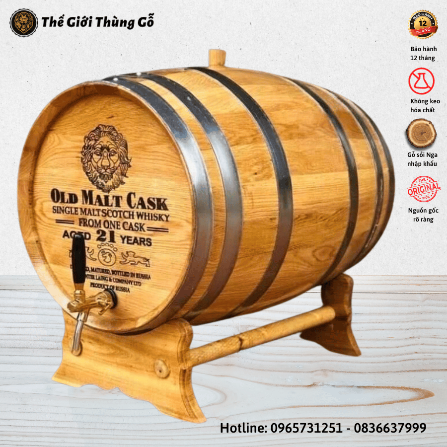 Thùng Gỗ Sồi 30 Lít Vòi Crom Giá Tại Xưởng | Bảo hành 12 tháng