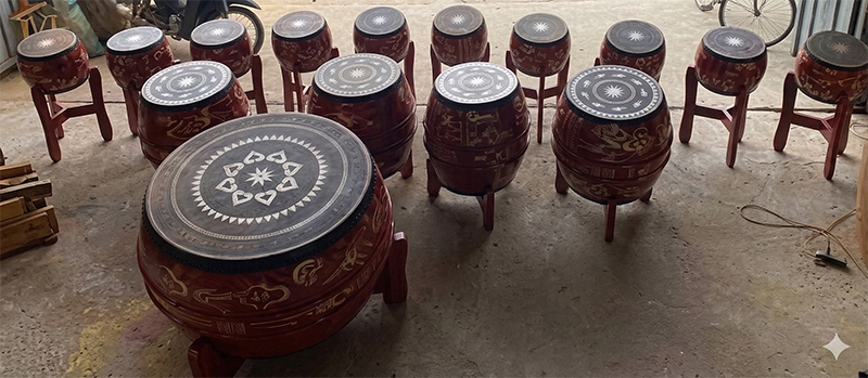 Dàn Trống Hội 15 Quả Đọi Tam – Mẫu Dàn Phổ Thông Đẹp, Âm Thanh Hào Hùng, Nhận Làm Theo Yêu Cầu