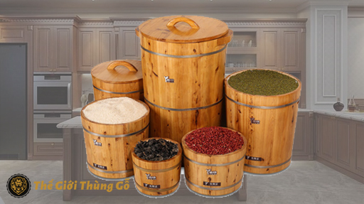 Thùng gỗ đựng gạo