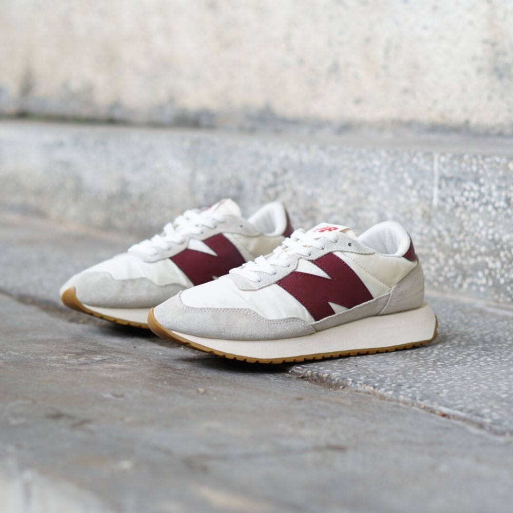 A QUA S D NG NEW BALANCE 237 WHITE BURGUNDY MS237SB SECONHAND CHINH HANG 100