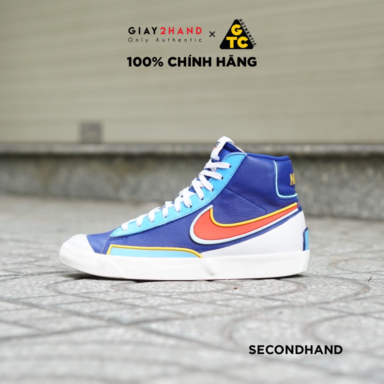 2hand Giay Th Thao Nam NIKE BLAZER MID 77 INFINITE DEEP ROYAL BLUE DA7233 400 C CHINH HANG
