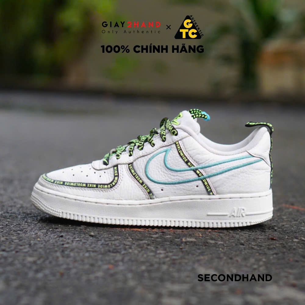 2HAND Giay NIKE AF1 1 07 WORLDWIDE PACKBLUE FURY CK7213 100 SECONDHAND CHINH HANG 100 Ti m Giay C Sai Gon