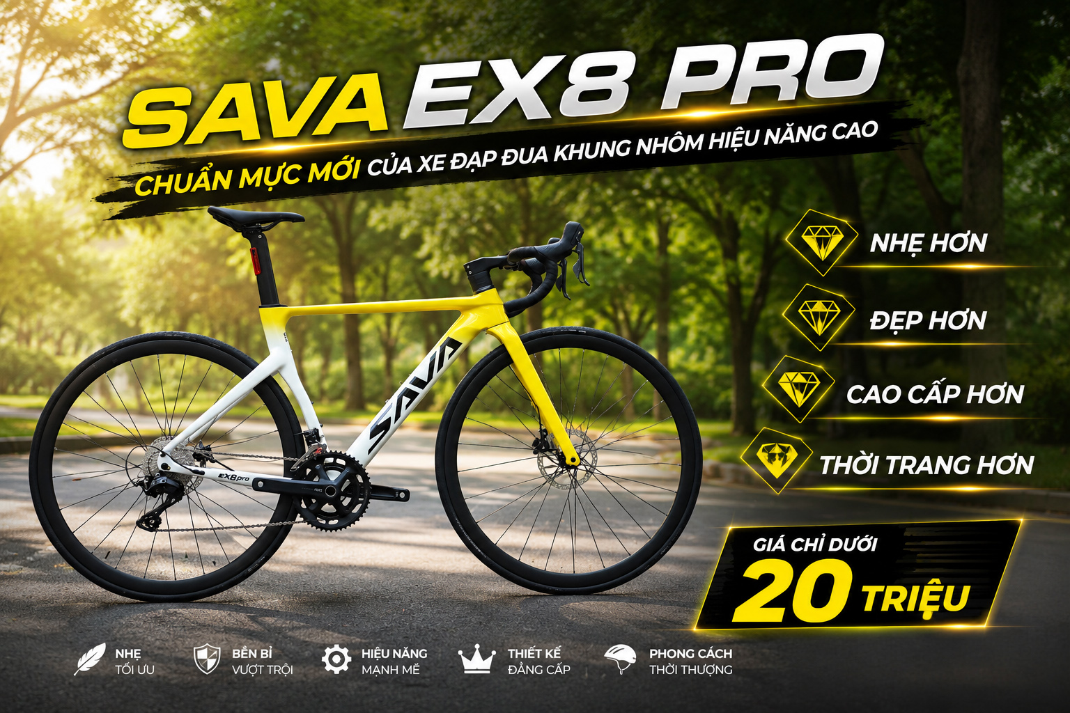 SAVA EX8 PRO – Chuẩn Mực Mới Của Xe Đạp Đua Khung Nhôm Hiệu Năng Cao