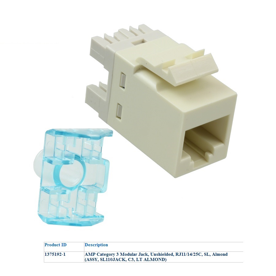 1375192-1 : Ổ cắm UTP, Cat.3, SL110, RJ11,màu hạnh nhân