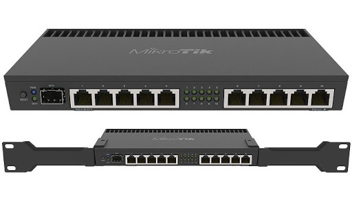 Powerful 10xGigabit port router with a Quad-core 1.4Ghz CPU, 1GB RAM, SFP+ 10Gbps cage and desktop case with rack ears Concurrent users: ~ 350 users