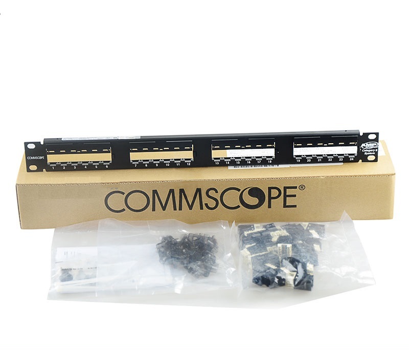 1375014-2 : Thanh đấu nôi, UTP, Cat.6,SL110, RJ45, 24 cổng, 1U, thẳng