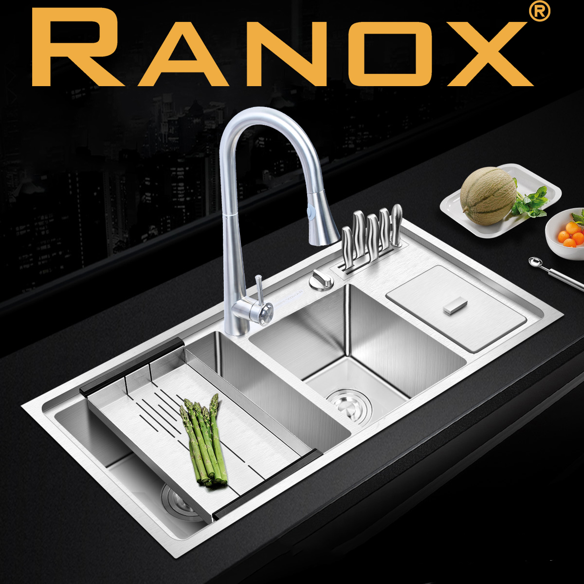 Chậu rửa bát có hố rác RN4433 05