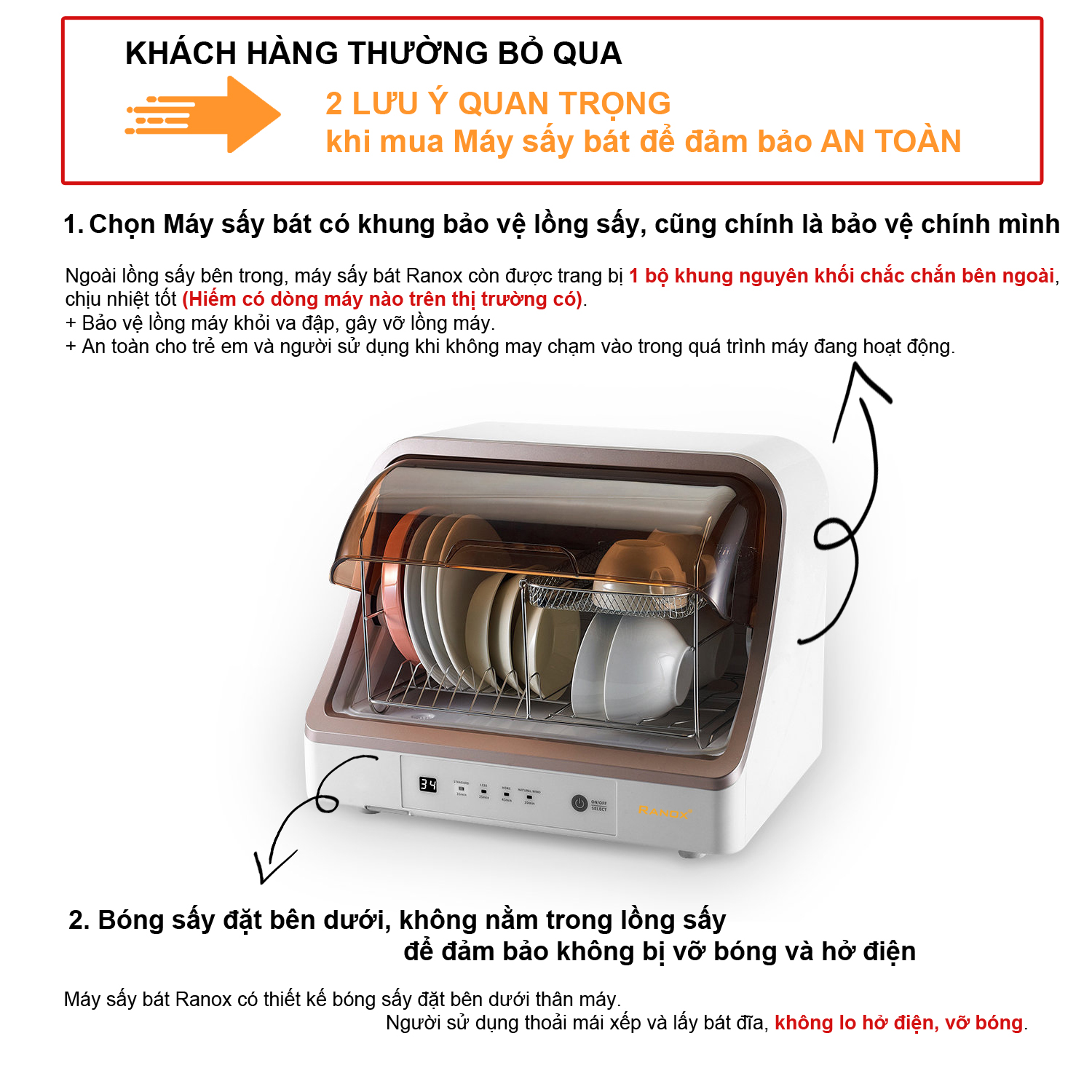 Máy sấy bát Ranox RN168 công nghệ Hàn Quốc, dung tích 40L