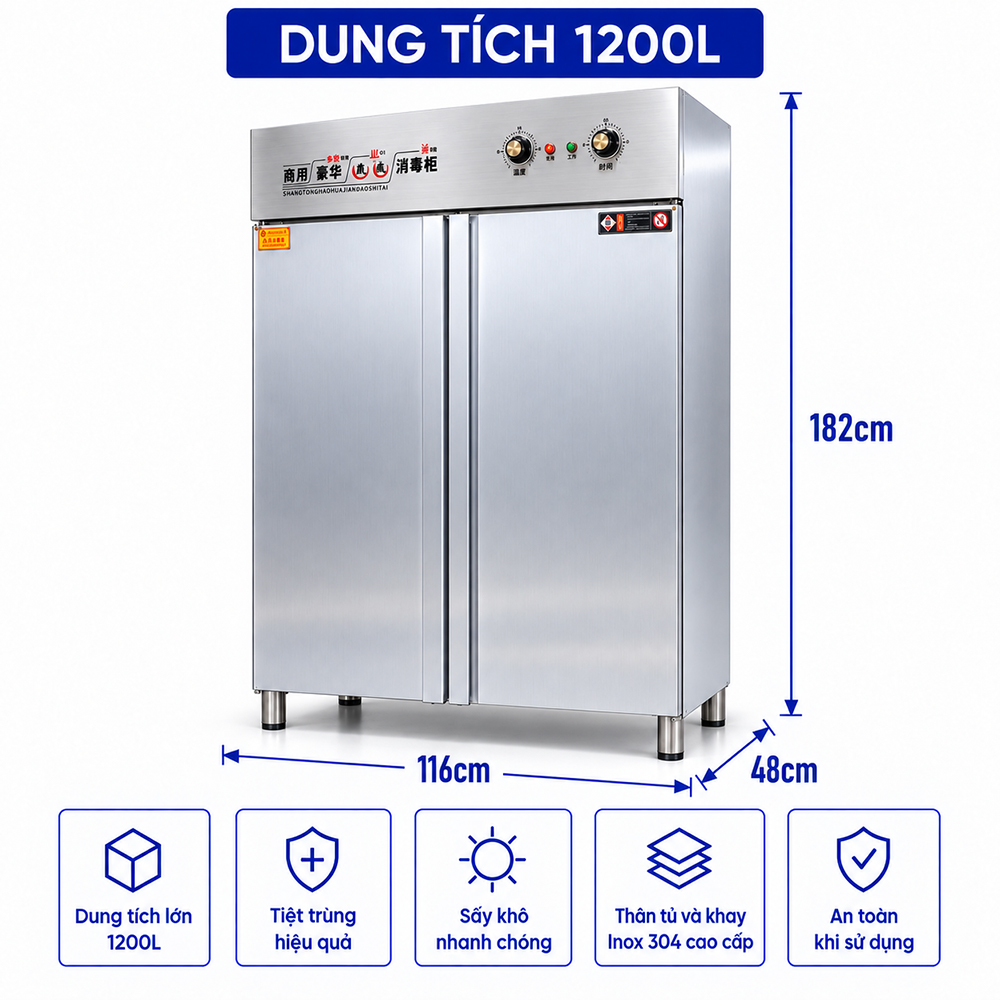 TỦ SẤY BÁT ĐĨA CÔNG NGHIỆP RPT-1200-A1