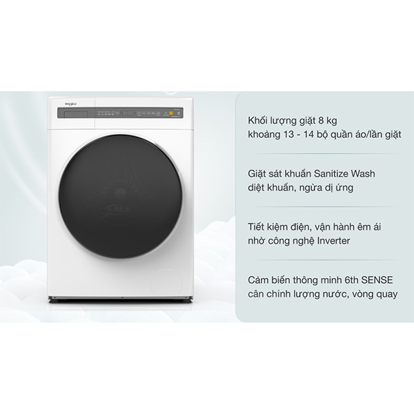 Máy giặt Whirlpool Inverter 8 kg FWEB8002FW