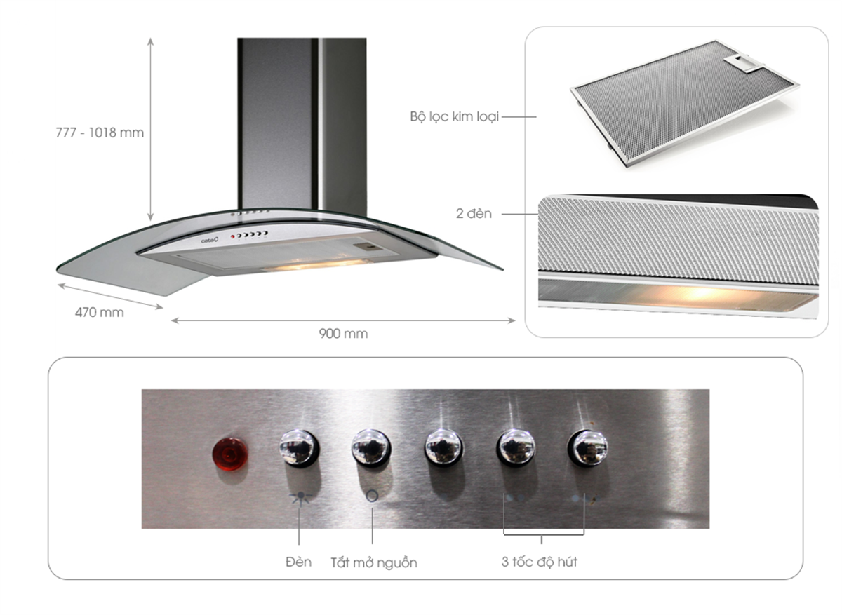 MÁY HÚT MÙI CATA C GLASS 900
