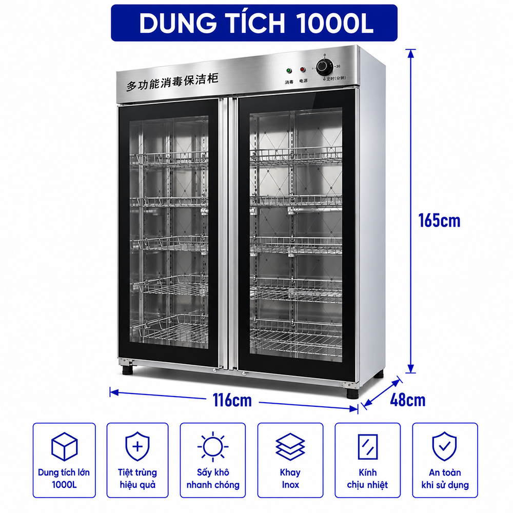 Kích thước tủ sấy bát 1000L