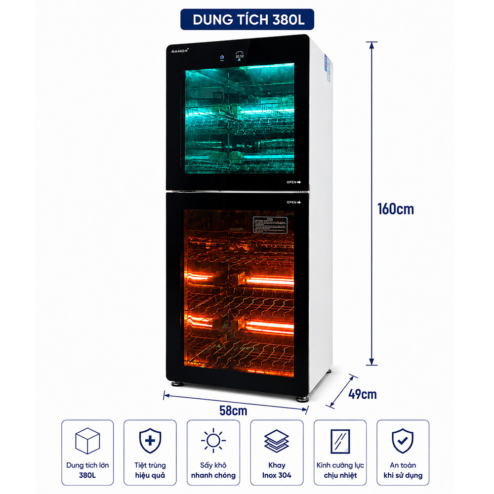 TỦ SẤY TIỆT TRÙNG BÁT ĐĨA RANOX RN380