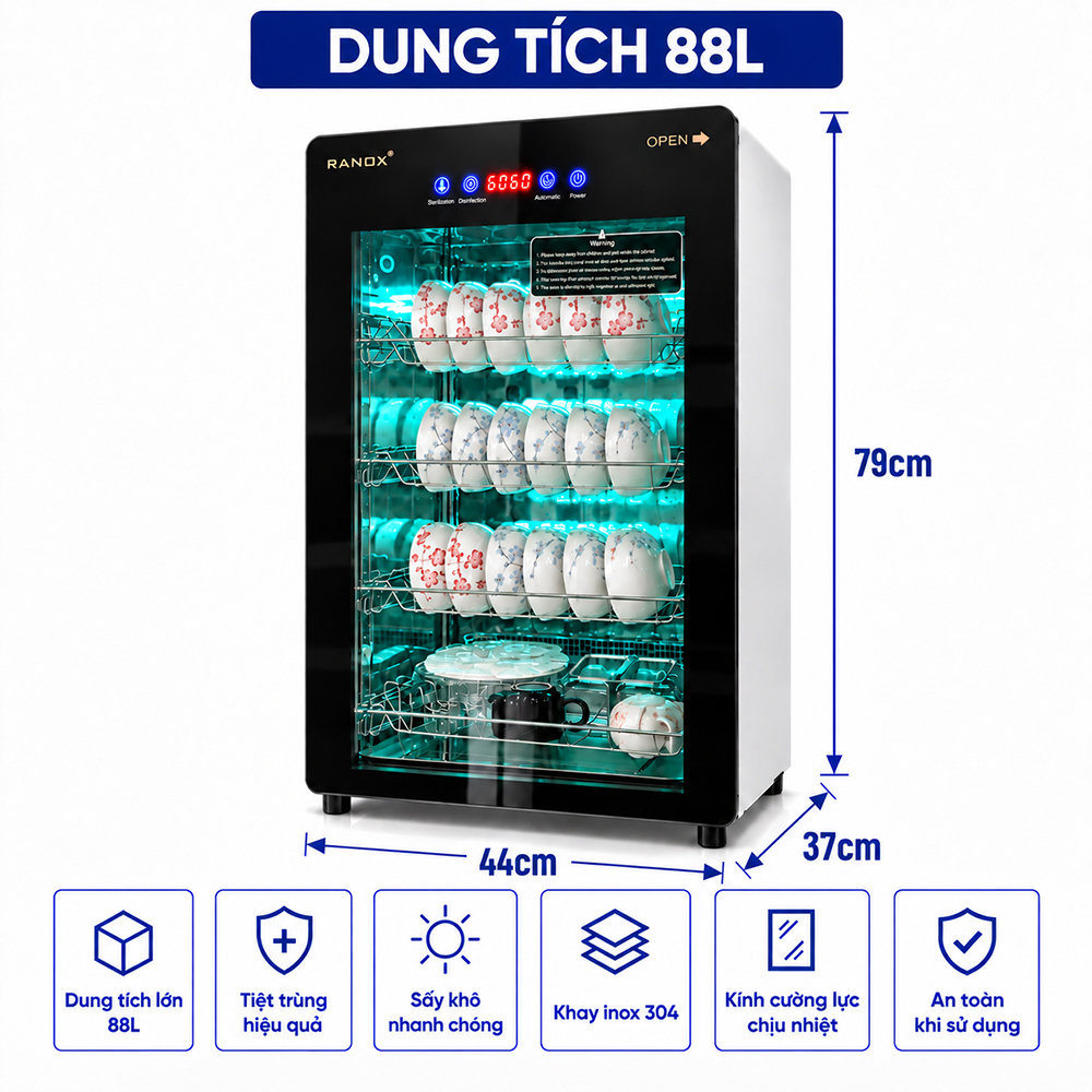 TỦ SẤY TIỆT TRÙNG RANOX RN88 CAO CẤP