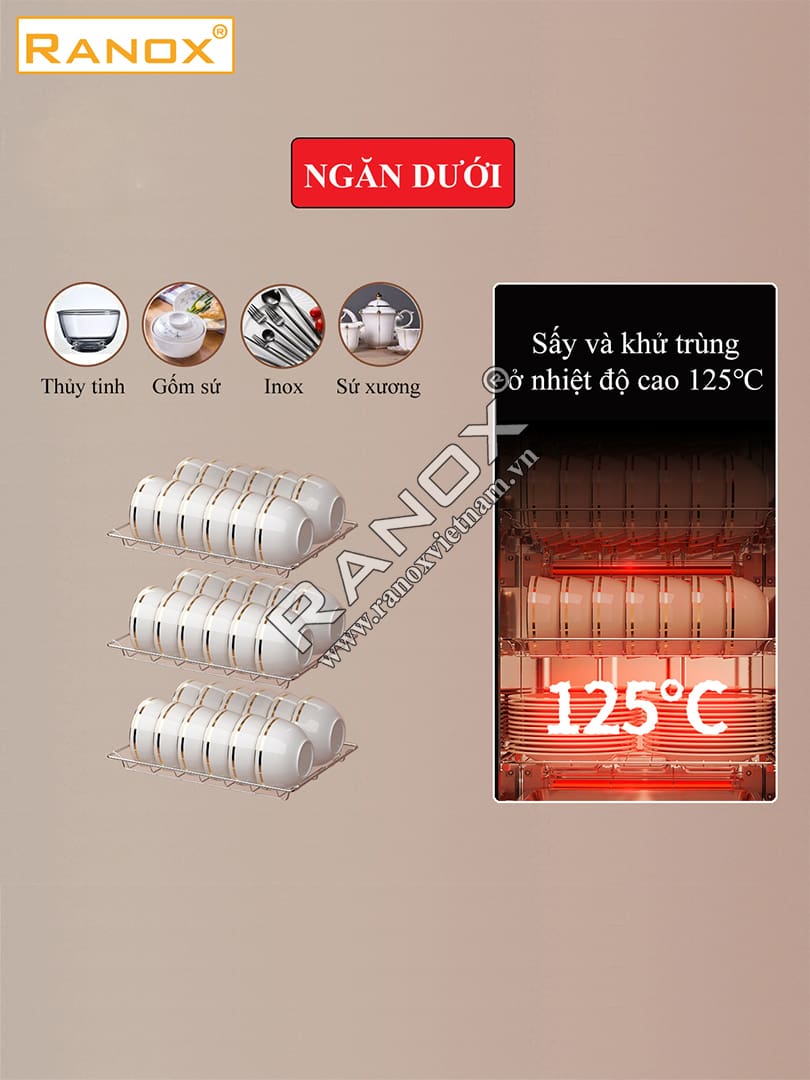Tủ sấy bát loại nhỏ 138L màu đen
