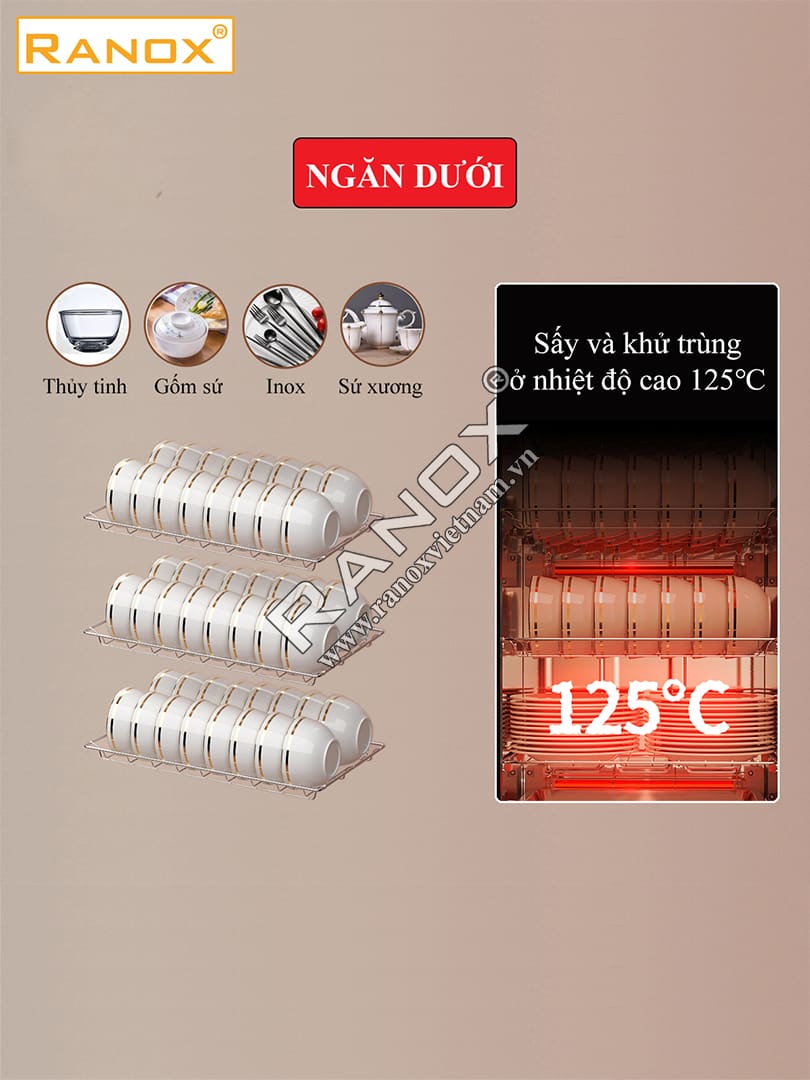 Tủ sấy diệt khuẩn bát đĩa 280L màu đen