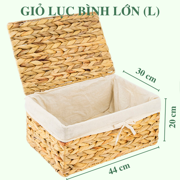 Bộ 3 giỏ lục bình đa năng nắp lót