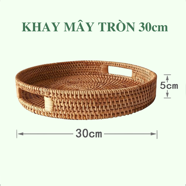 Khay Mây Tròn Lớn 30cm/ 35cm Trang Trí Bàn Ăn