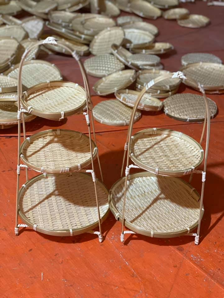 Mẹt tre tầng đựng đồ ăn trang trí - Kệ Mẹt Tầng