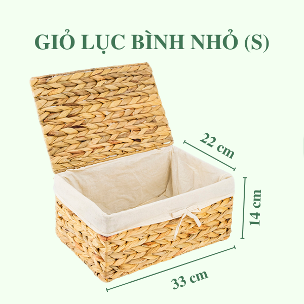 Bộ 3 giỏ lục bình đa năng nắp lót