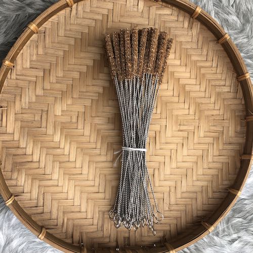 Cọ rửa ống hút xơ dừa thân inox - Coconut Fiber Brush