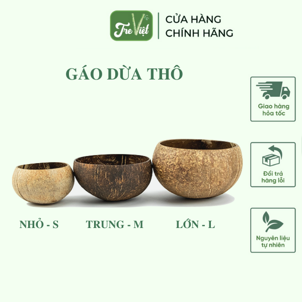 Chén gáo dừa thô - Raw Coconut Shell Bowl