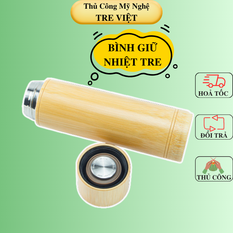Bình giữ nhiệt bằng tre - Bamboo Thermos Flask 500ml