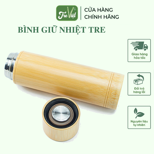 Bình giữ nhiệt bằng tre - Bamboo Thermos Flask 500ml