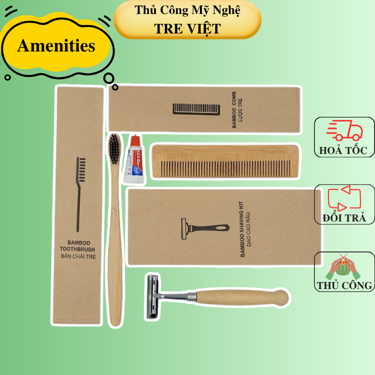 Bộ Đồ Dùng Amenities cho Khách Sạn - Đồ Dùng Cá Nhân bằng Tre Thân Thiện Với Môi Trường