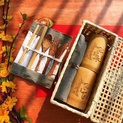 Set Tài Lộc - Bình giữ nhiệt và Bộ muỗng nĩa dao