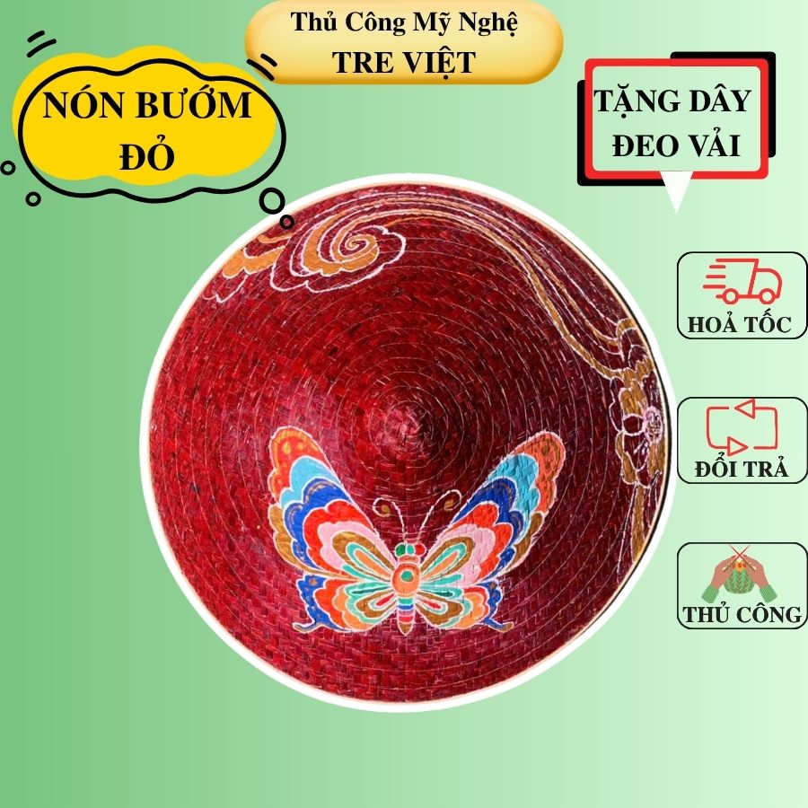 Nón Cỏ Bàng vẽ nhiều màu mẫu mới đẹp - Nón Lá Cỏ Bàng Chắc Chắn (có sẵn dây nón)