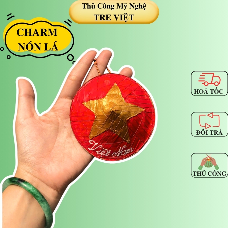 Charm nón lá mini vẽ nhiều mẫu - Móc khoá nón lá đeo túi