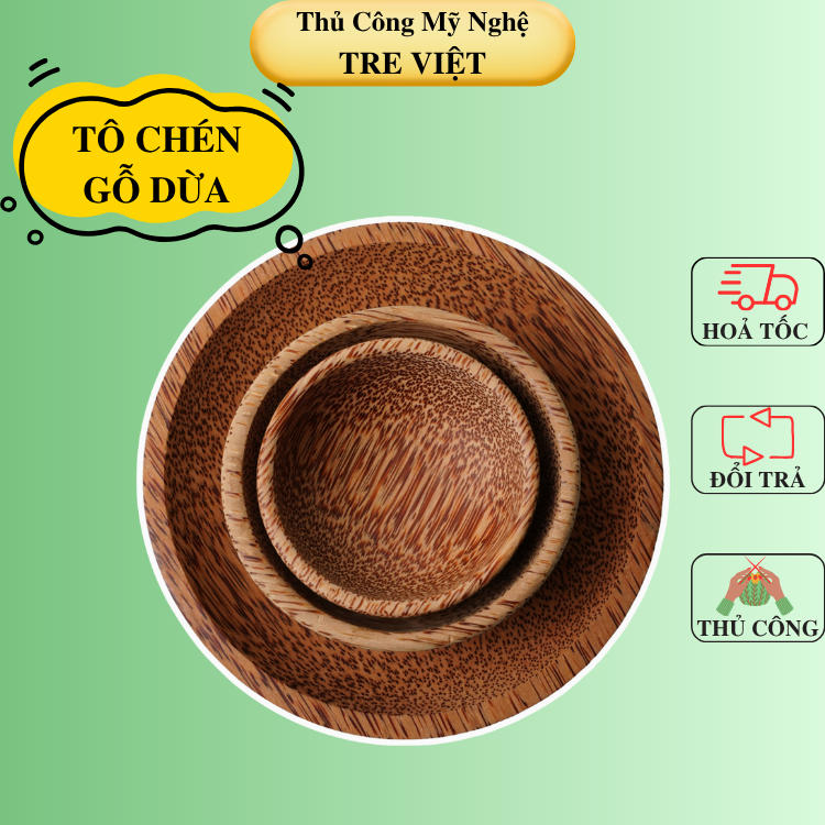 Chén gỗ dừa - Tô gỗ dừa - Coconut Wooden Bowl