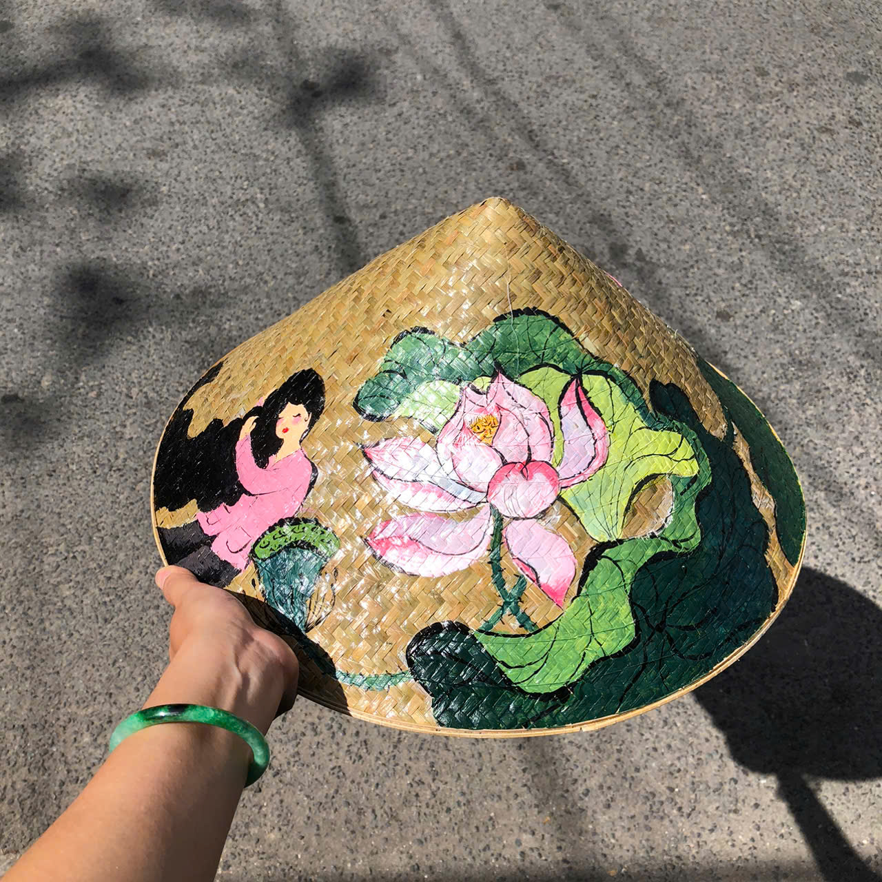 Nón Cỏ Bàng vẽ hoa đẹp - Nón Lá Cỏ Bàng Chắc Chắn (có sẵn dây nón)
