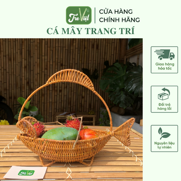 Rổ mây trang trí decor hình con cá đựng trái cây/ bánh kẹo