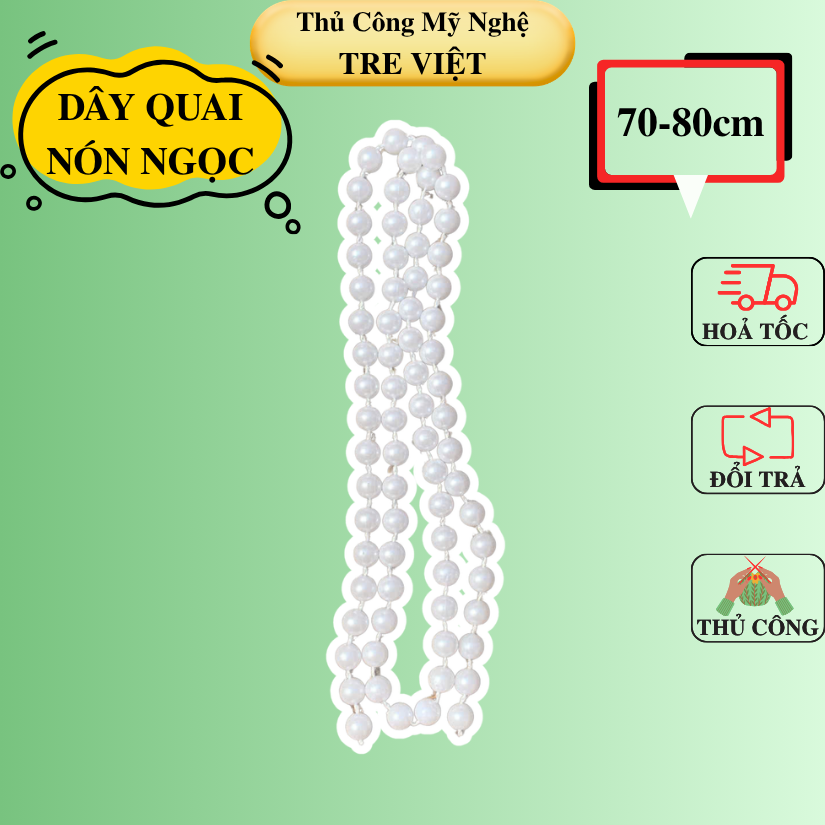 Dây quai nón lá ngọc 8mm dài 70-80cm - dây ngọc đeo nón lá