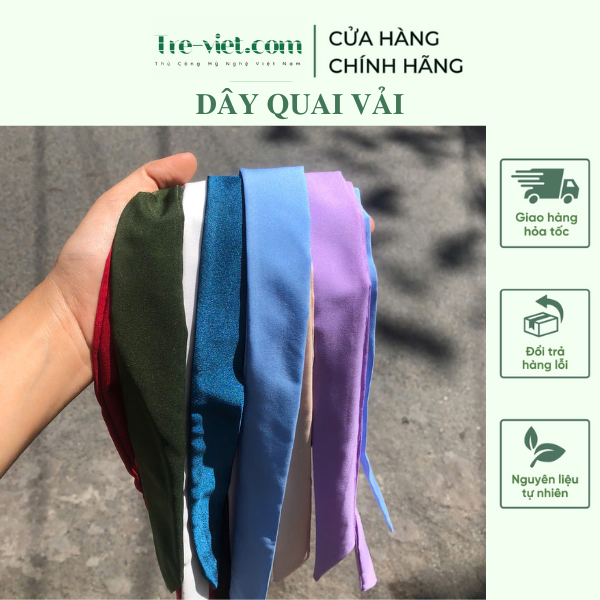 Dây quai nón lá vải lót lụa dài 1m2 x 3cm - Khăn lụa dáng dài thắt nơ cổ, túi xách thanh lịch