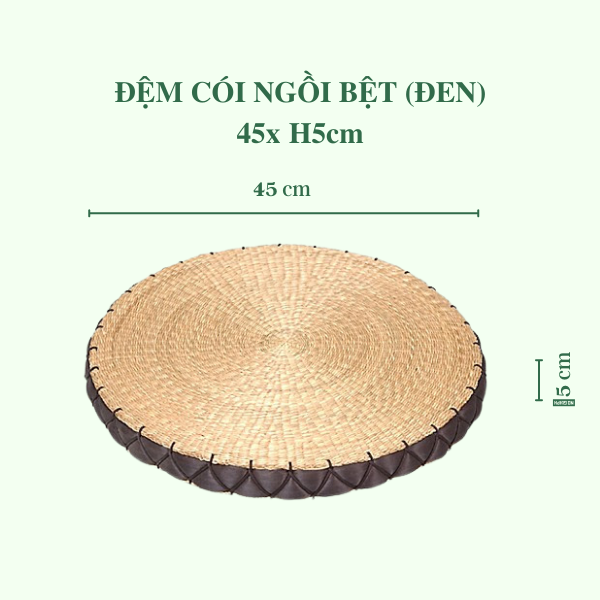 Đệm cói chữ nhật đen D45cm