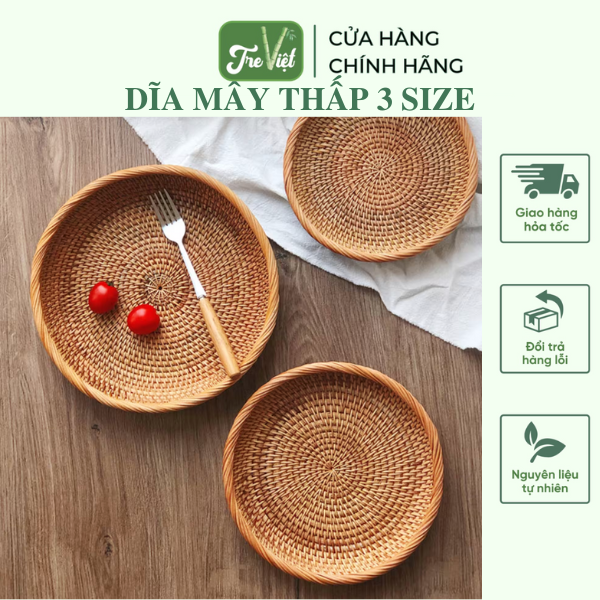 Dĩa mây đựng đồ - Dĩa mây guột decor trang trí - Rattan Plate