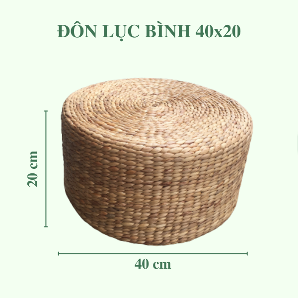 Ghế đôn ngồi lục bình tự nhiên 40x20cm - Round Water Hyacinth Woven Ottoman