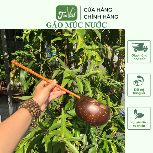 Gáo Múc Nước Cán Dài - Gáo Dừa Múc Nước mộc mạc
