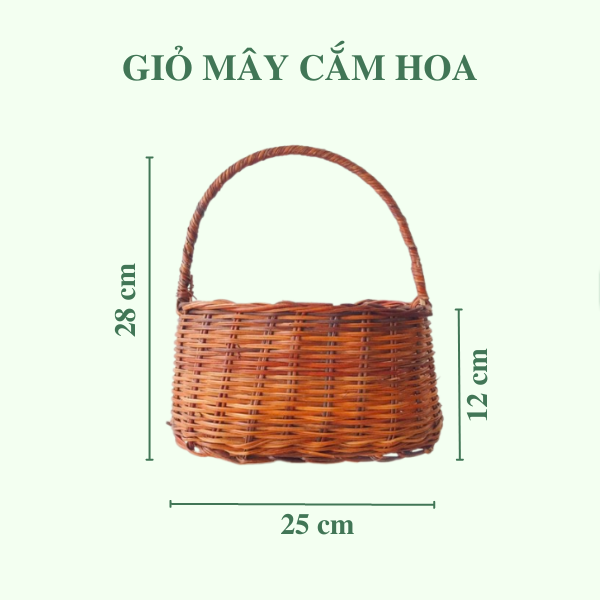 Giỏ cắm hoa bằng mây - Giỏ mây đựng trái cây làm quà tặng