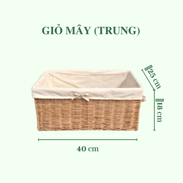 Giỏ Mây Đa Năng Đựng Đồ Có Lót - Rattan Basket