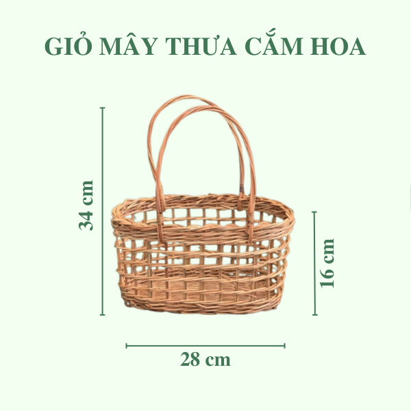 Giỏ cắm hoa bằng mây thưa - Giỏ mây đựng trái cây làm quà tặng