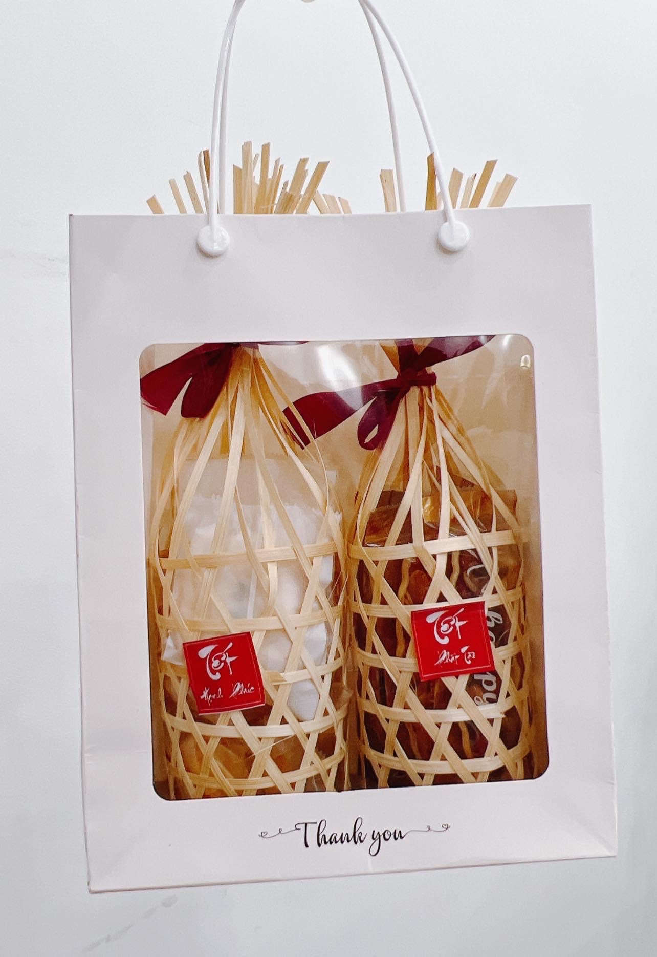 Rọ tre đựng giò chả/ Tổ chim đựng rượu làm quà Tết - Giỏ mây tre đan đựng kẹo