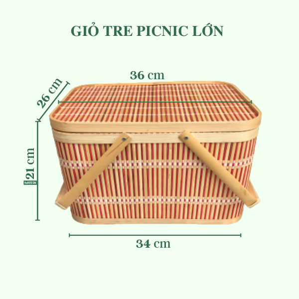 Giỏ Picnic Bằng Tre Tiện Lợi - Giỏ Tre Đựng Đồ Chụp Hình Decor - Picnic Basket