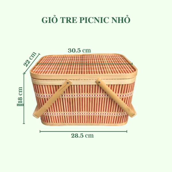 Giỏ Picnic Bằng Tre Tiện Lợi - Giỏ Tre Đựng Đồ Chụp Hình Decor - Picnic Basket